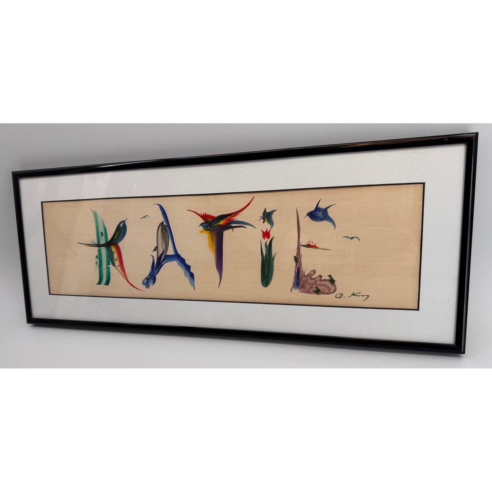OrigDanny King Watercolor "KATIE" Personalized Name Art Framed Signed Folk Art - Picture 3 of 14